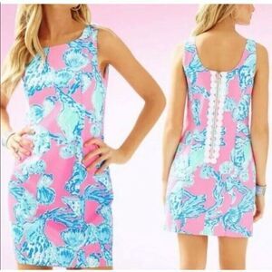 Lilly Pulitzer Cathy Pink Pout Barefoot Princess Lace Back Sleeveless Dress sz 2